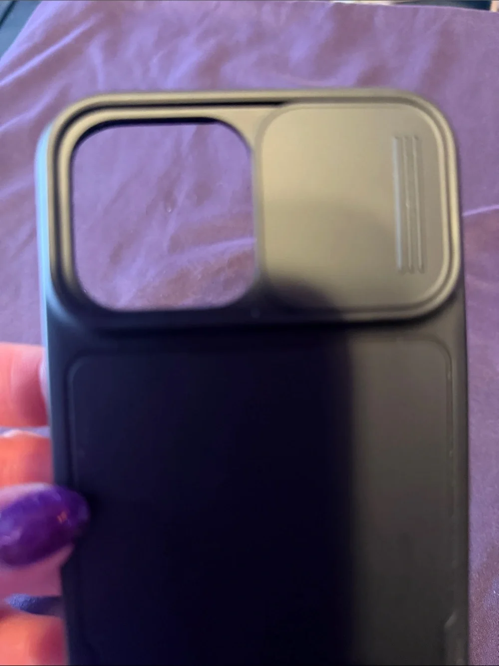 Slim Black Phone Case with Sliding Lens Cover